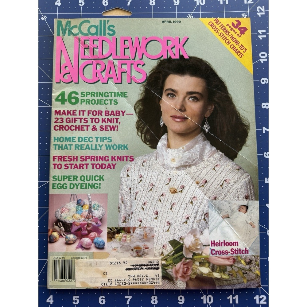 McCall's Needlework & Crafts Magazine April 1990 ~ 34 Patterns & How To Projects